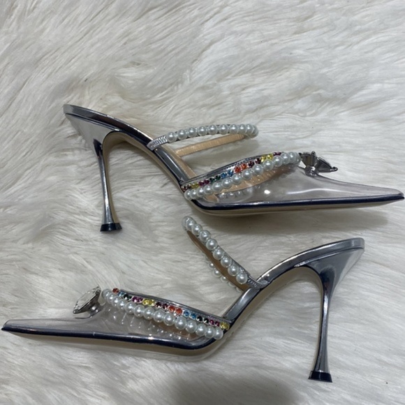 Mach & Mach‎ Diamond of Elizabeth Imitation Pearl pointed toe Mule size 39.5 - Picture 6 of 13
